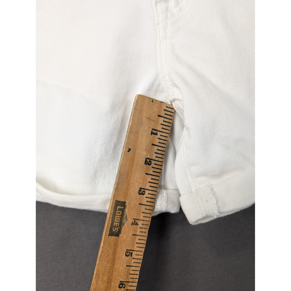 Levi's 501 Original Shorts White Denim Cuffed Mid Rise Size 28 - Picture 5 of 8